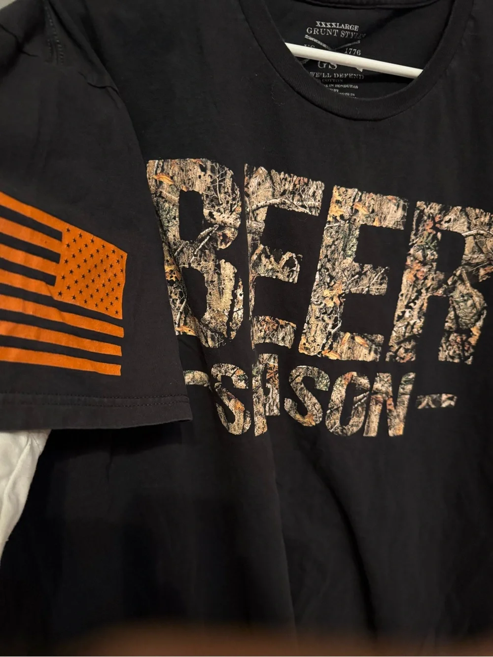 Grunt Style Black T-Shirt with Camo Orange 